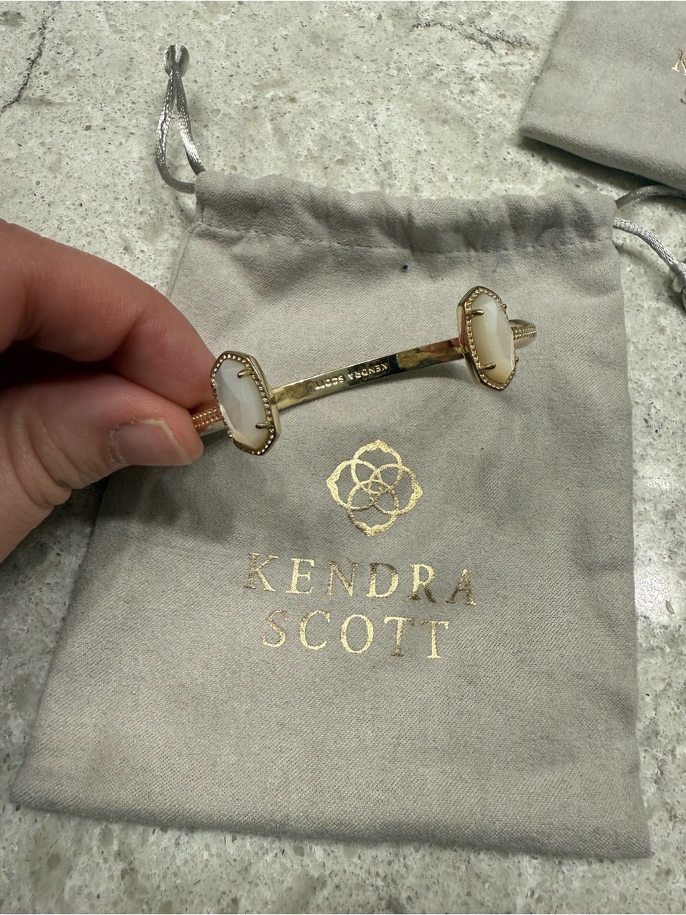 Kendra Scott Gold-Tone White Stone Open Cuff Bracelet